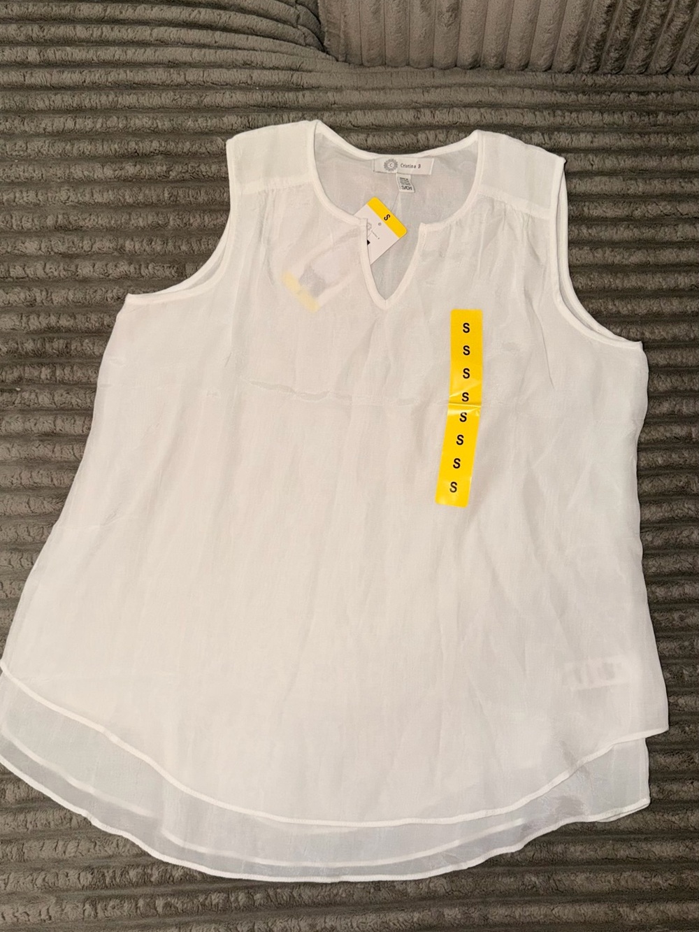Cristina B White Sleeveless Keyhole Camisole